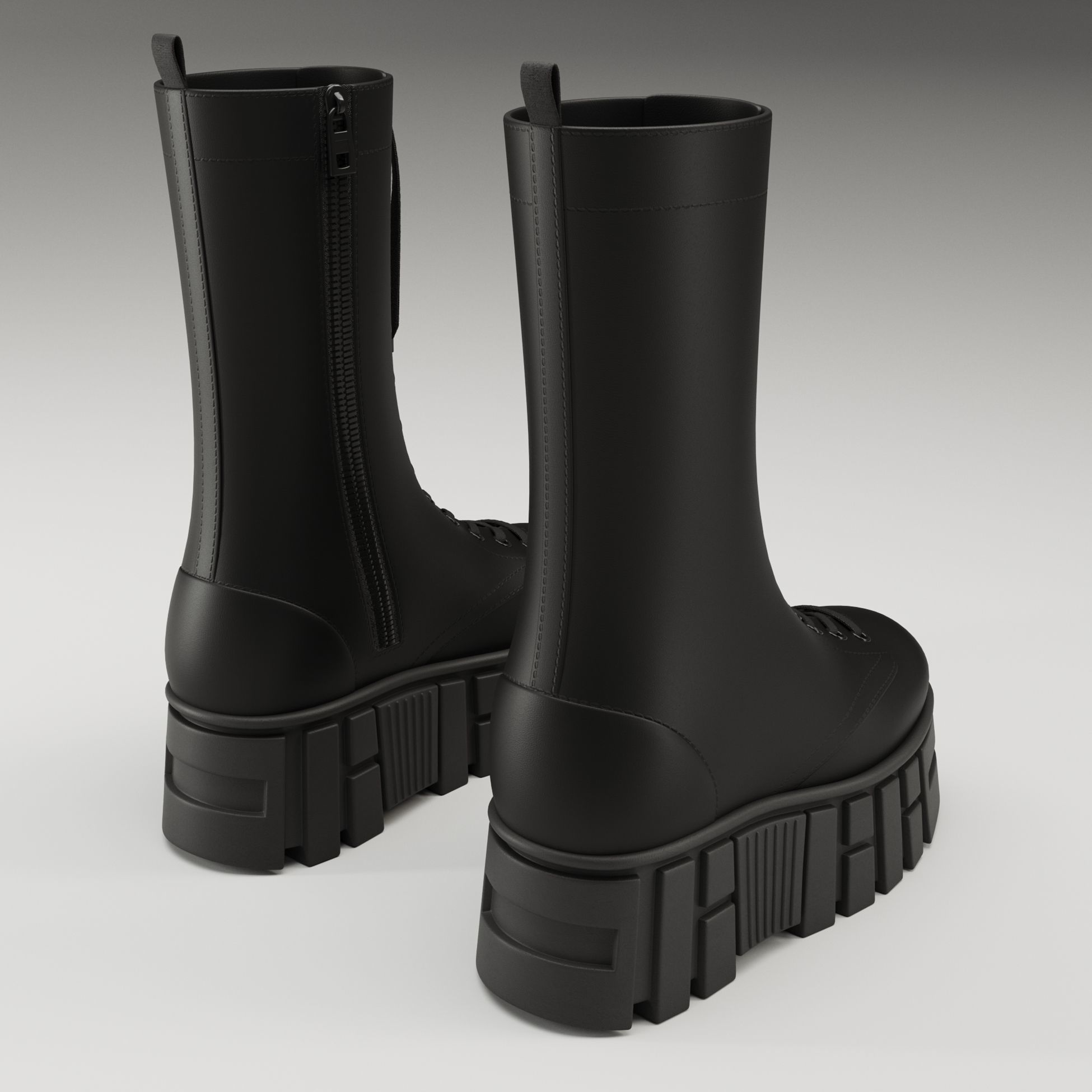 ASOS Design mate battle boots on high platform Low-poly 3D model_7