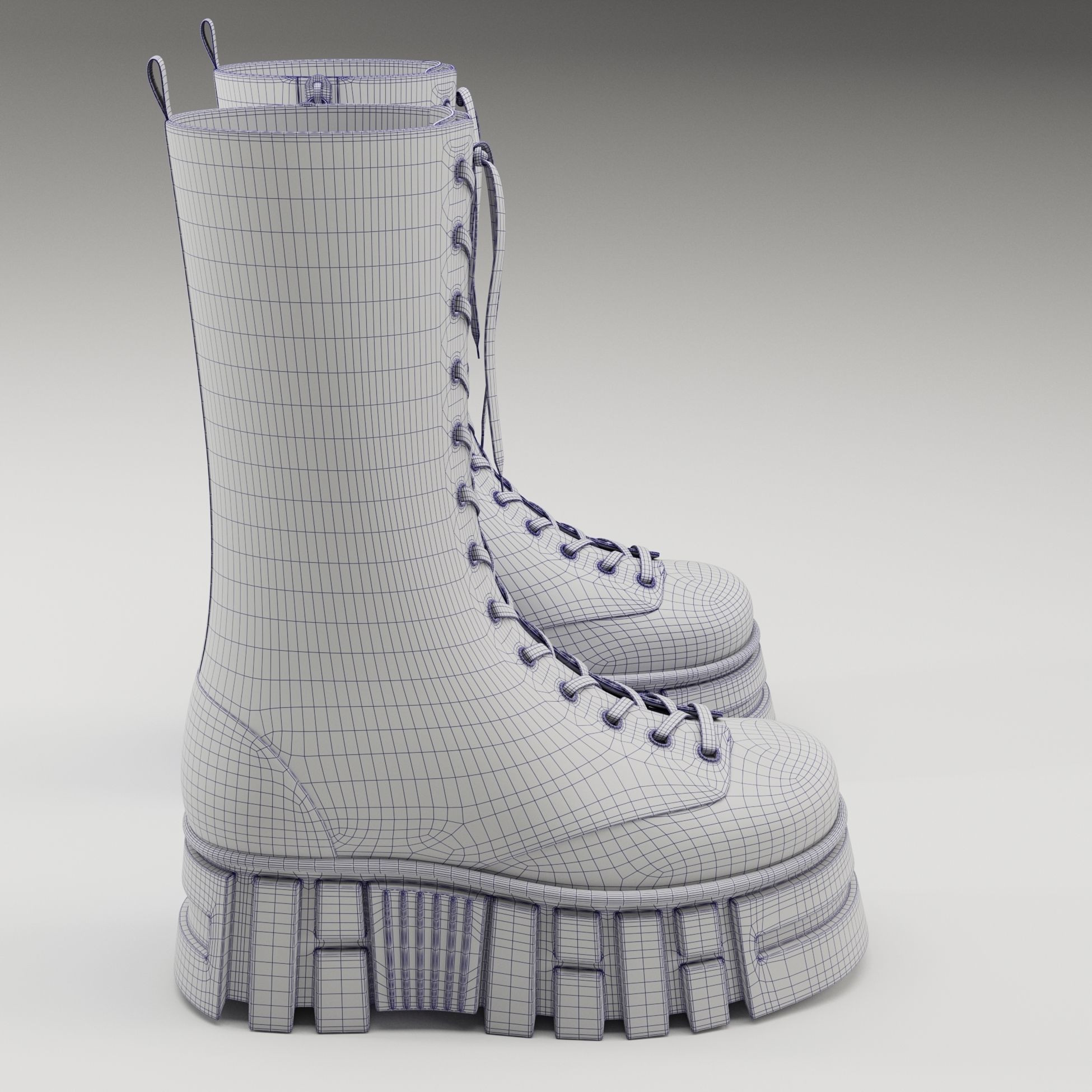 ASOS Design mate battle boots on high platform Low-poly 3D model_18