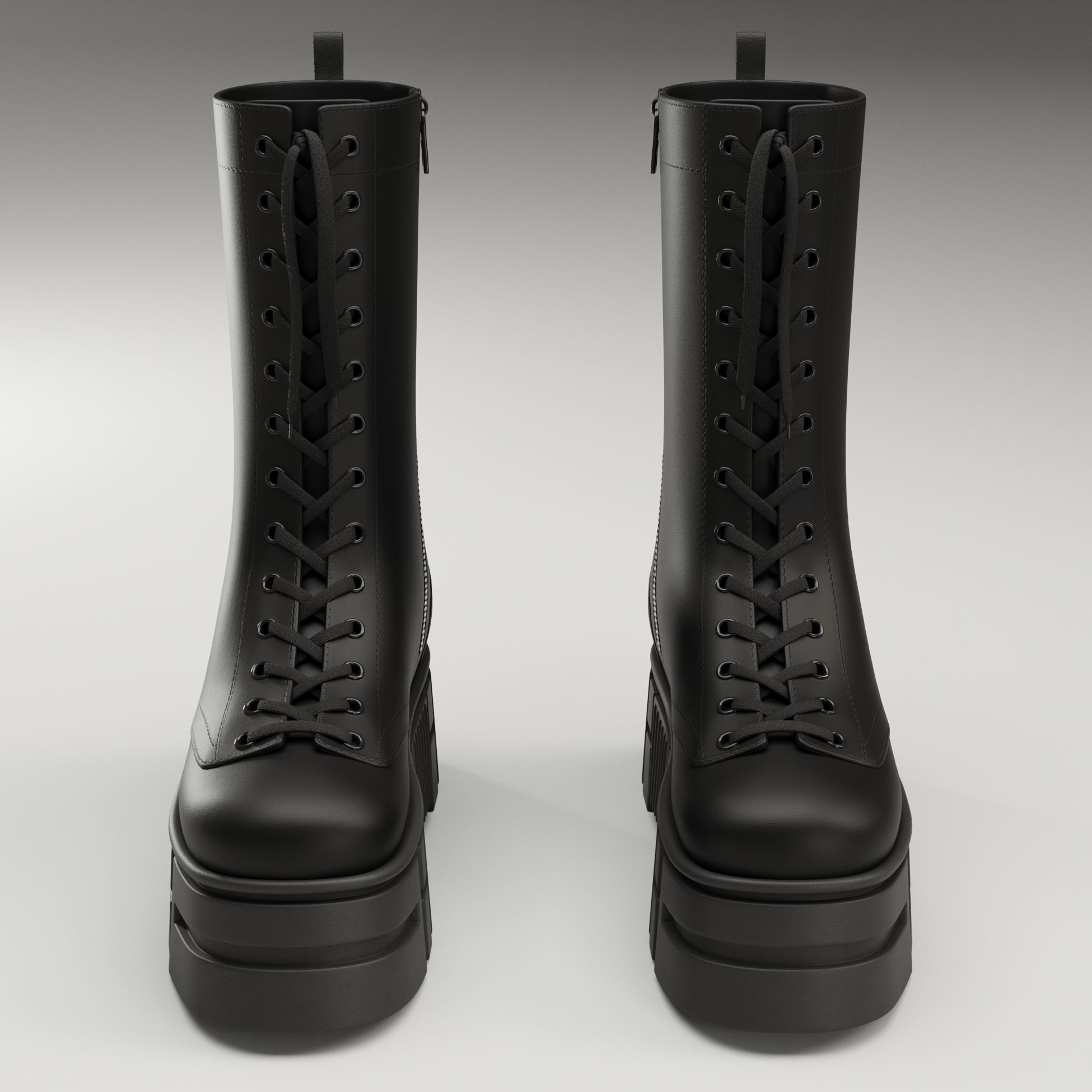 ASOS Design mate battle boots on high platform Low-poly 3D model_14