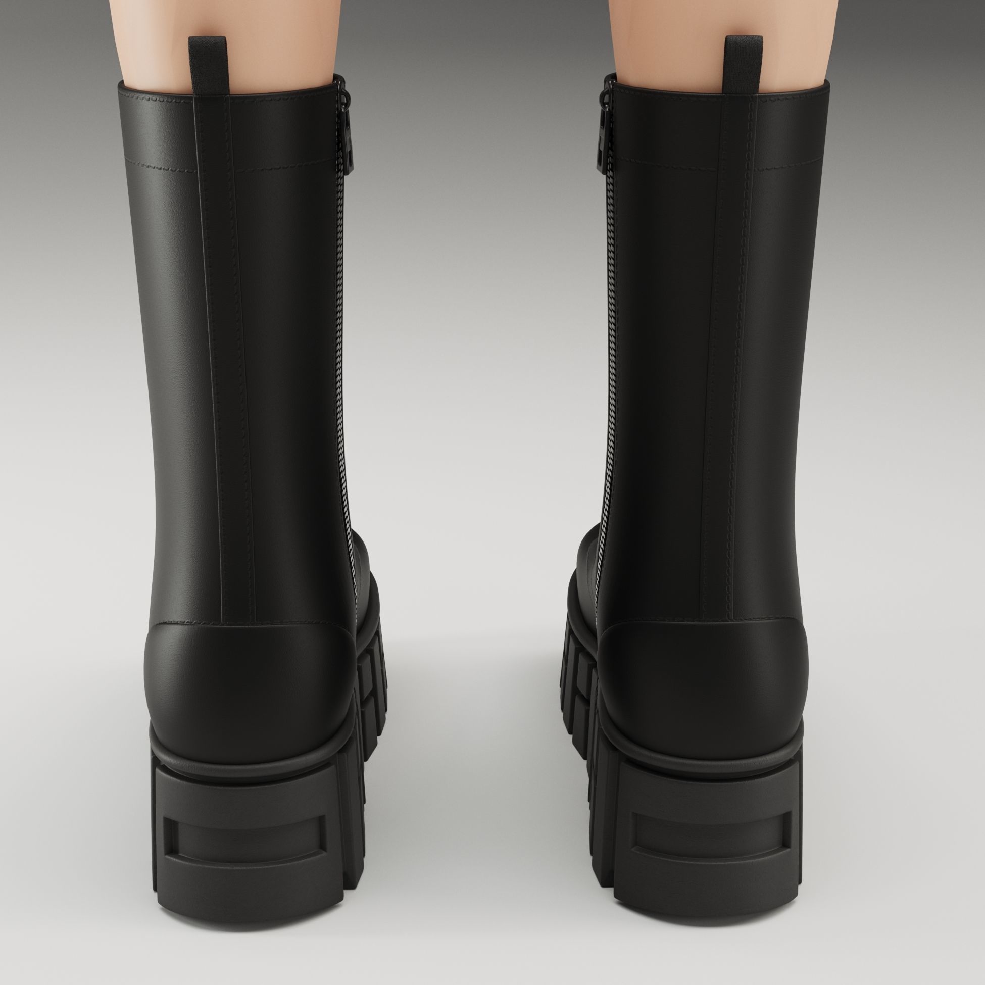 ASOS Design mate battle boots on high platform Low-poly 3D model_10