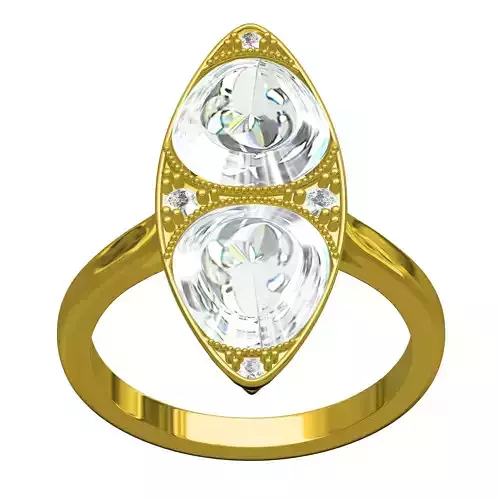 Marquise Shaped Trillion Stone Engagement Ring