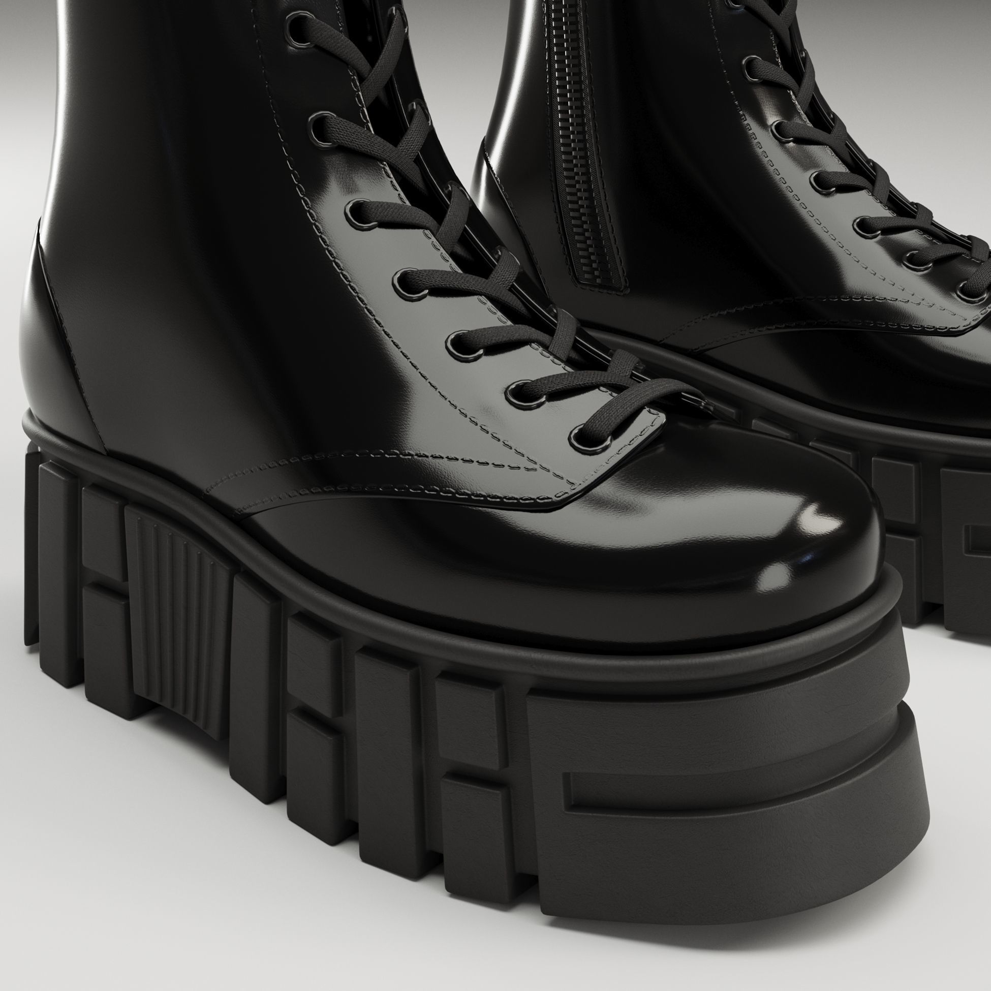 ASOS Design lace up glossy boots on high platform Low-poly 3D model_2