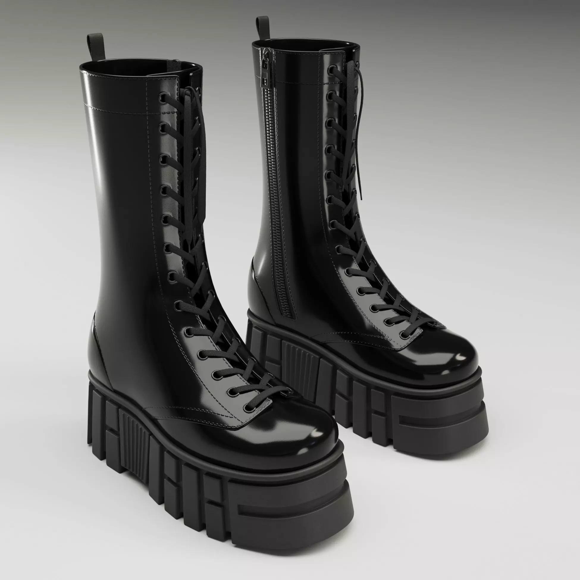ASOS Design lace up glossy boots on high platform Low-poly 3D model_0