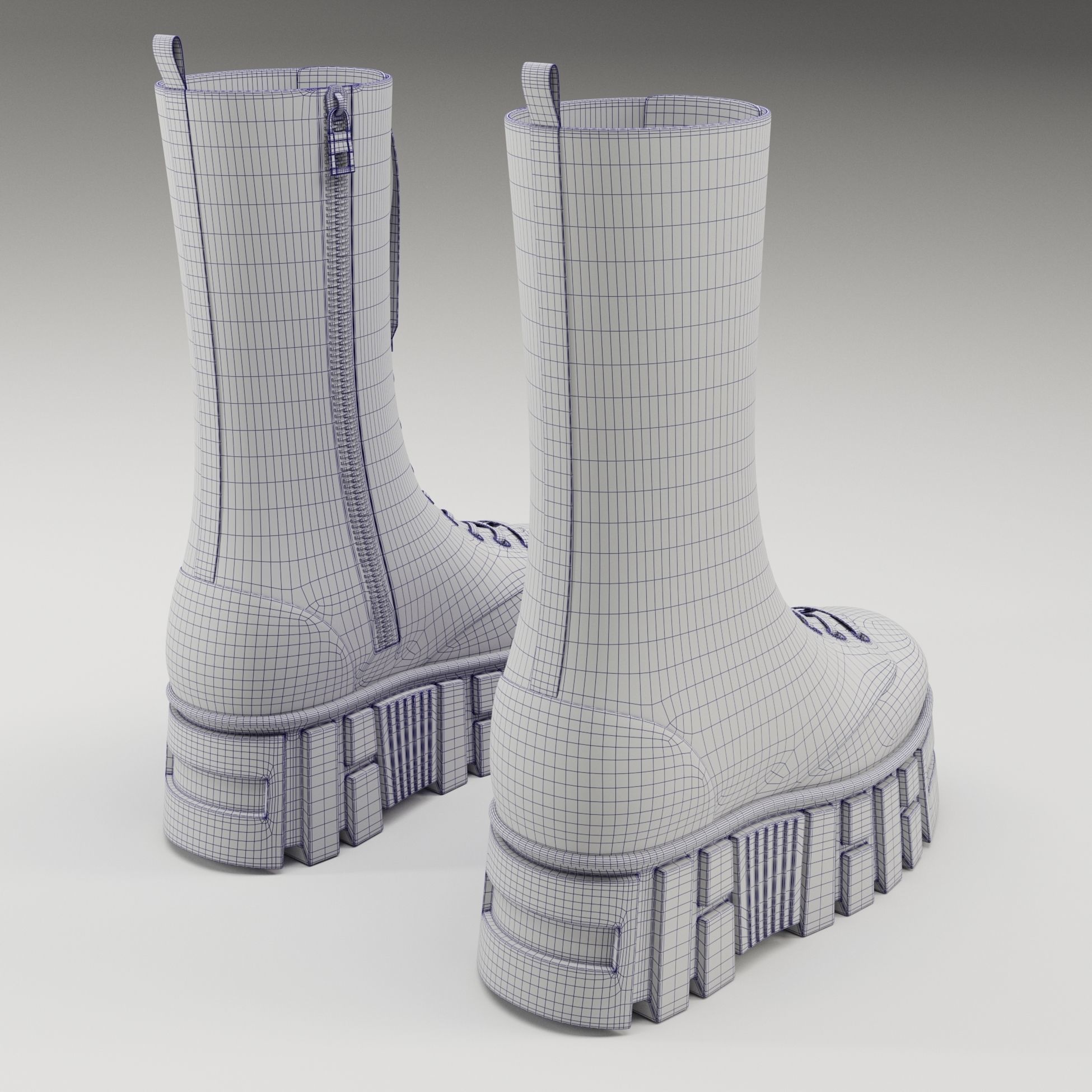 ASOS Design lace up glossy boots on high platform Low-poly 3D model_20