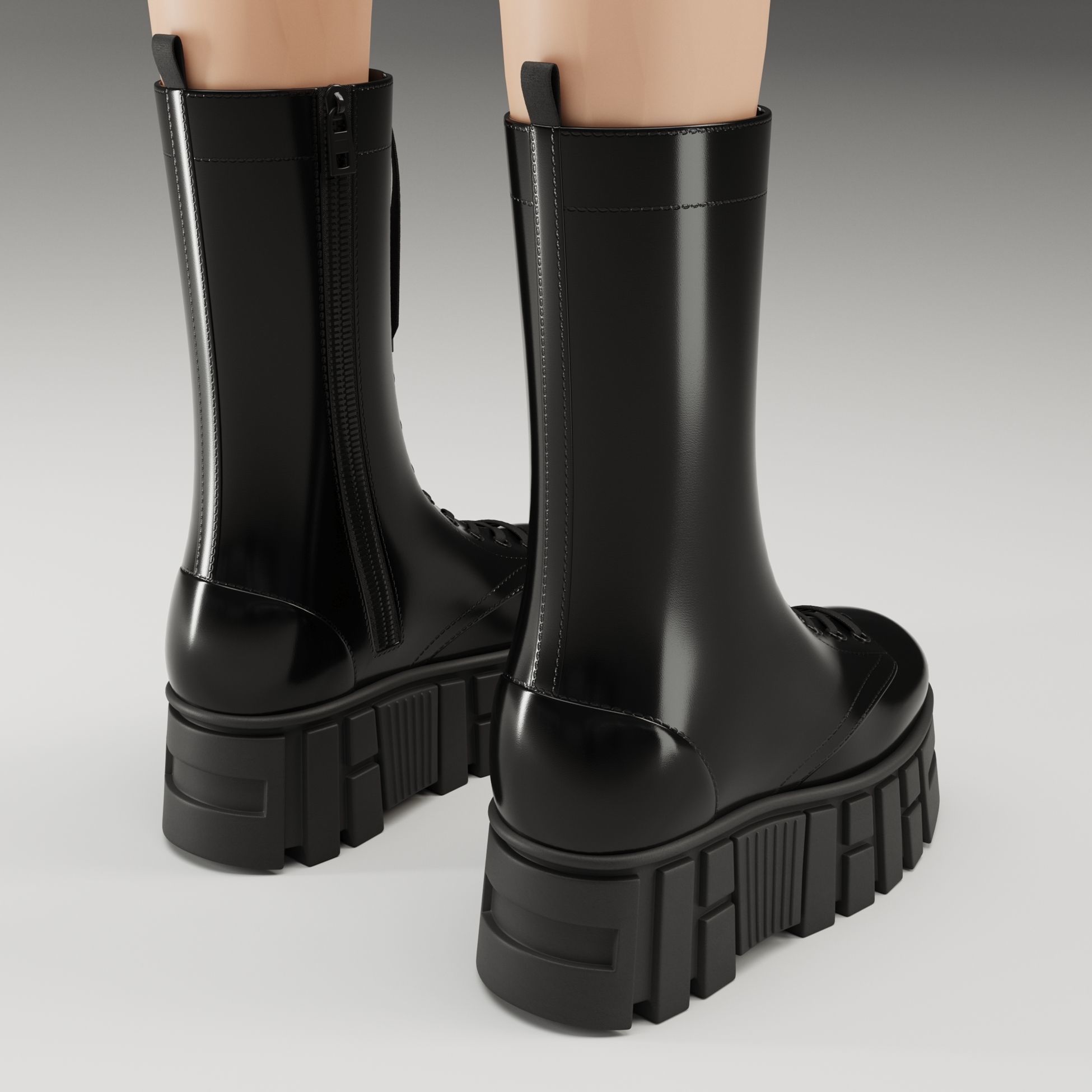 ASOS Design lace up glossy boots on high platform Low-poly 3D model_8