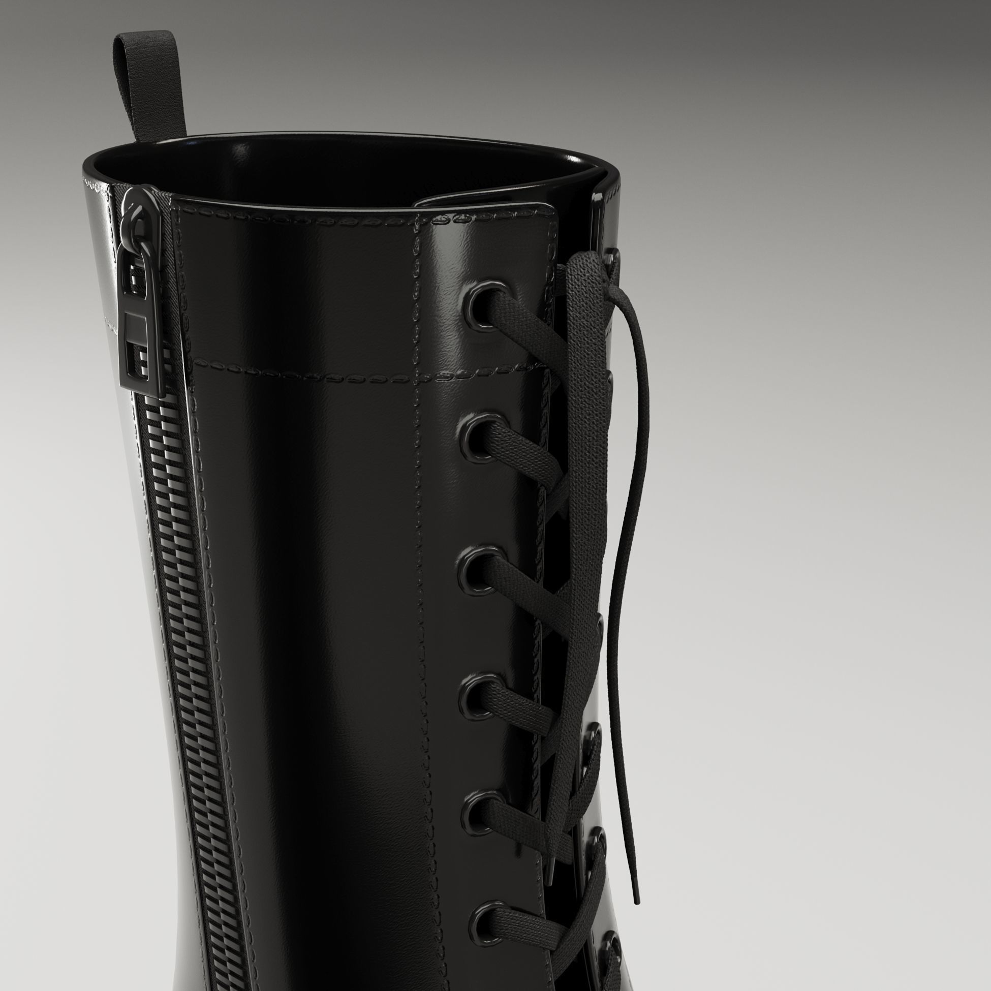 ASOS Design lace up glossy boots on high platform Low-poly 3D model_3