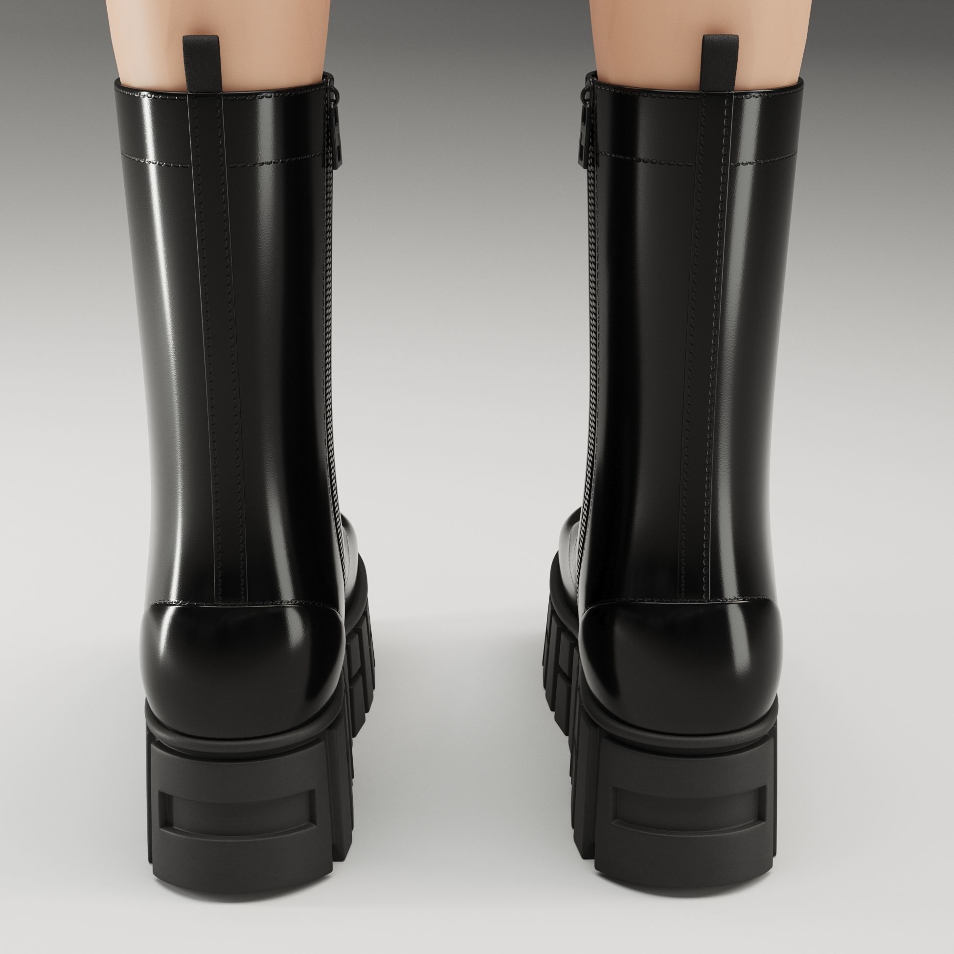 ASOS Design lace up glossy boots on high platform Low-poly 3D model_10