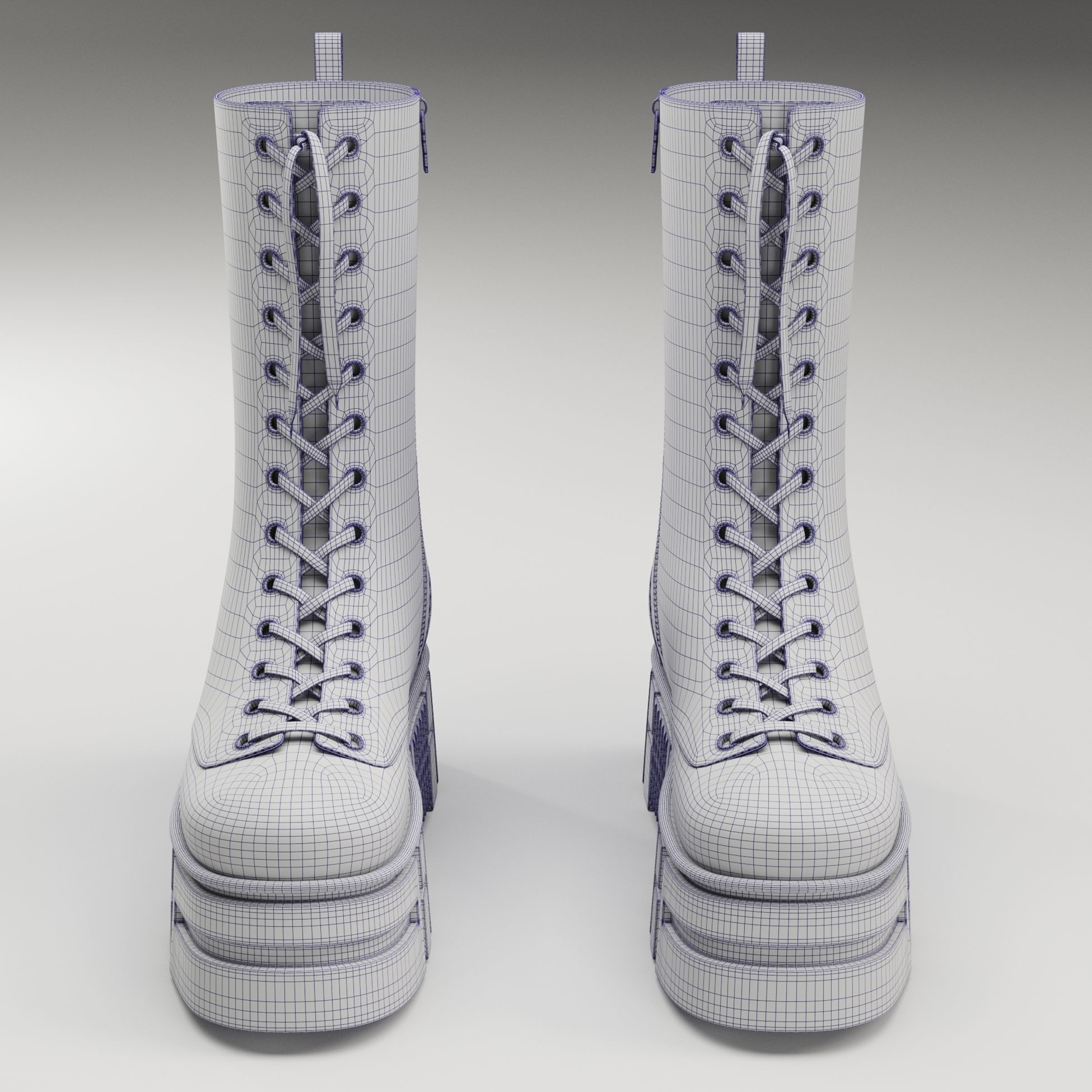 ASOS Design lace up glossy boots on high platform Low-poly 3D model_25
