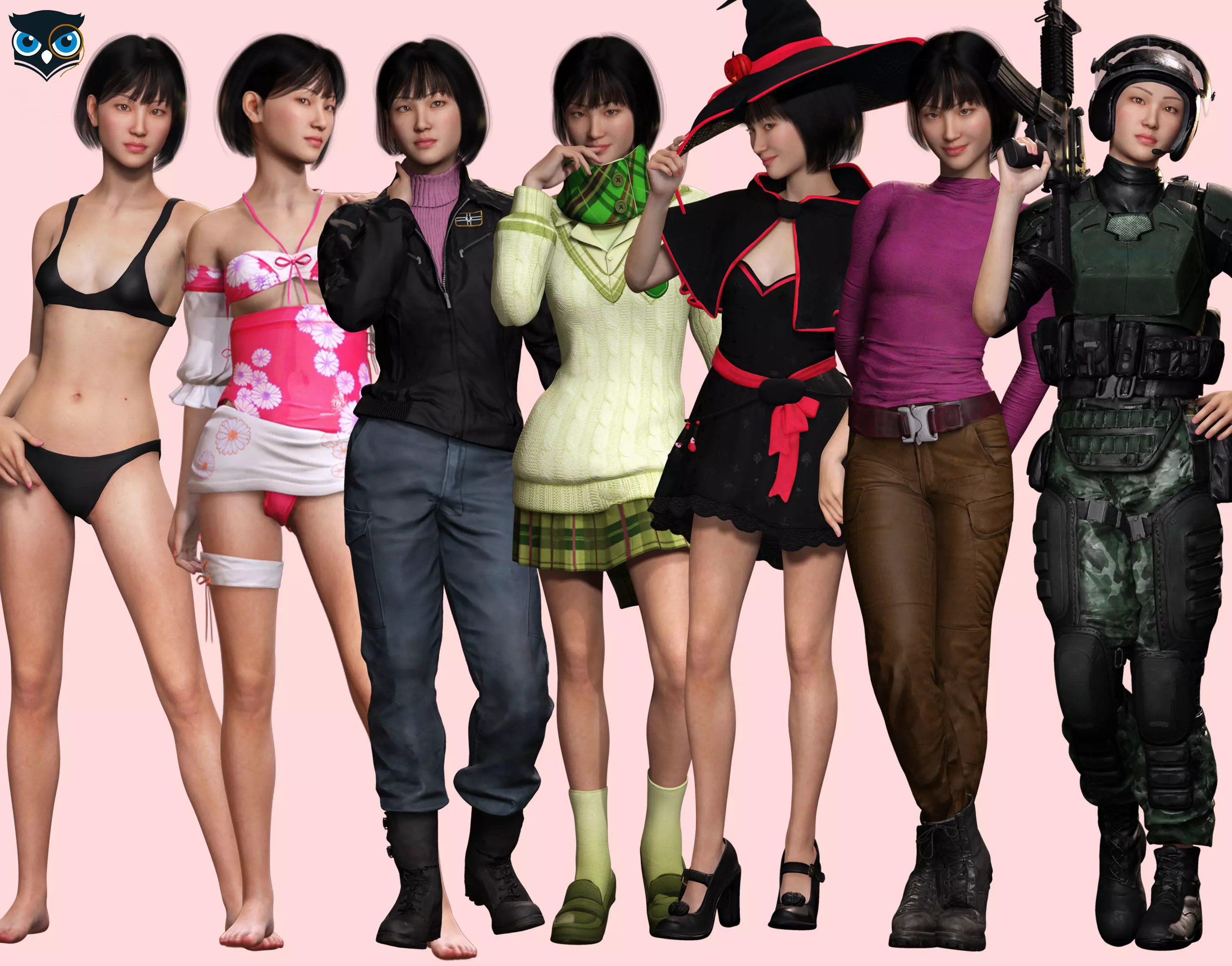 Asian Woman 3D Model Collection_0