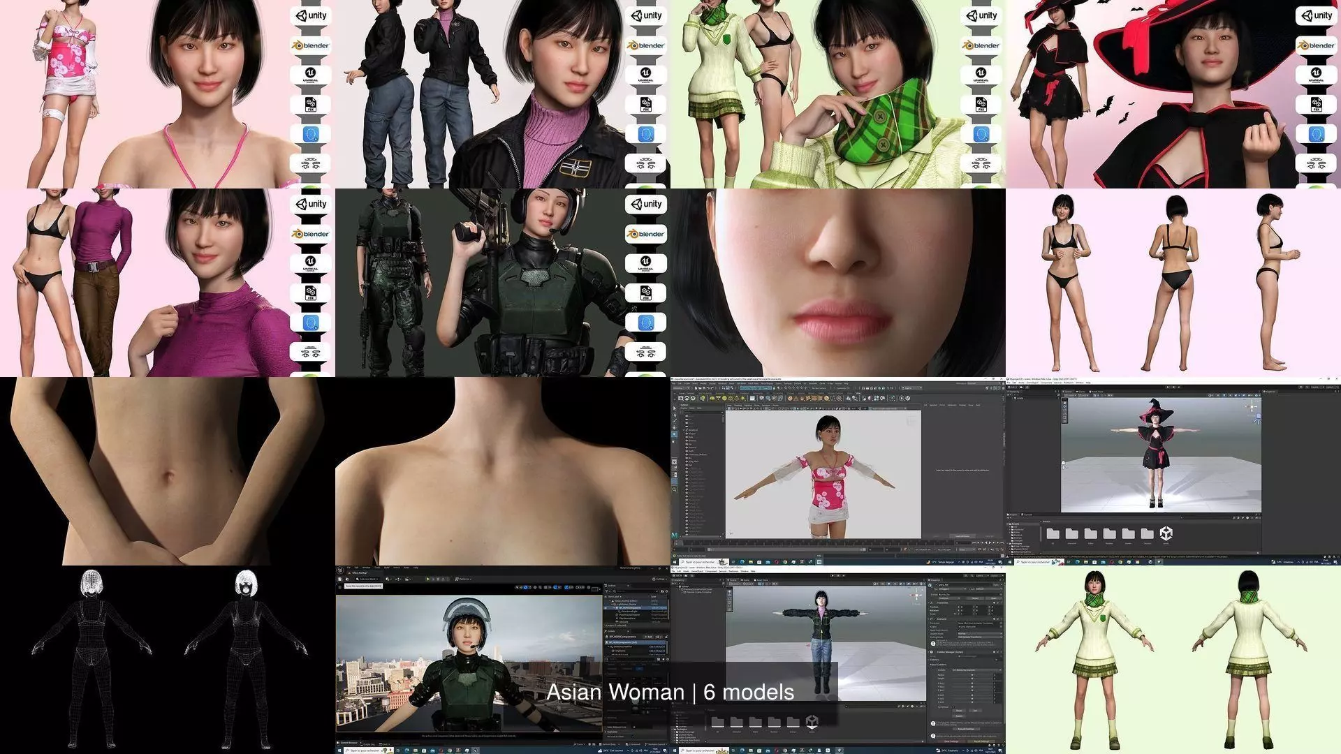 Asian Woman 3D Model Collection_1