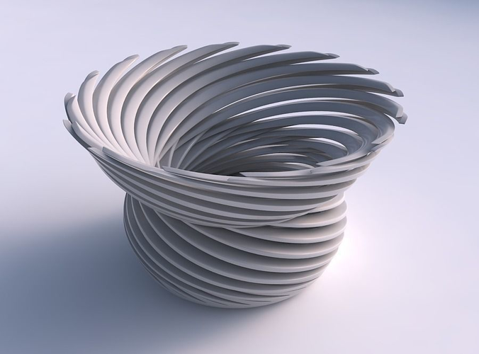 Bowl wide top with twisted sharp muscle structure very twisted and tapered 2