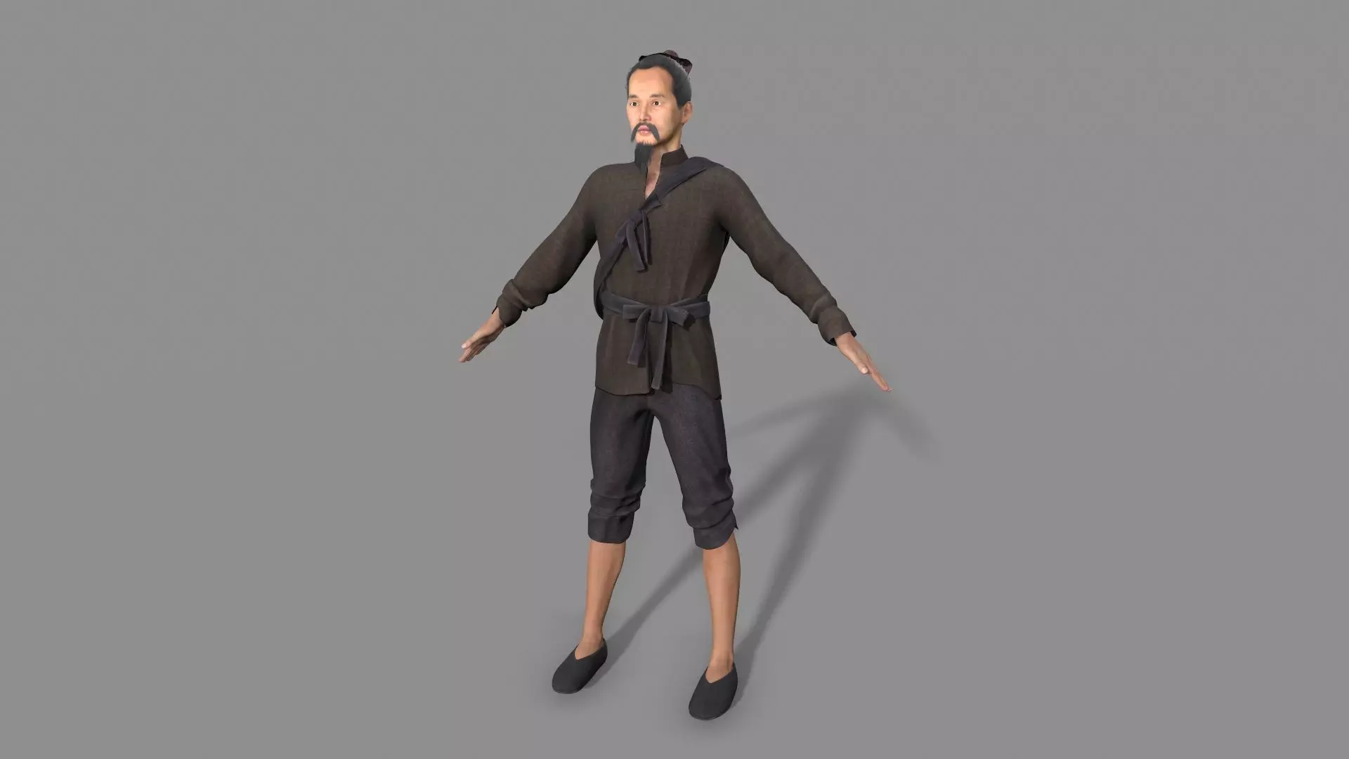 Old Asian Farmer Low-poly 3D model