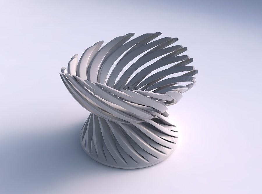 Bowl wide top with twisted sharp muscle structure twisted and... 3D print model_0