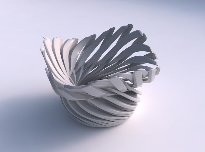 Bowl wide top with twisted sharp muscle structure twisted and tapered 2 wavy