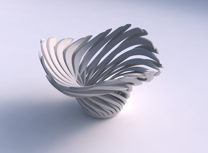 Bowl wide top with twisted sharp muscle structure twisted wavy