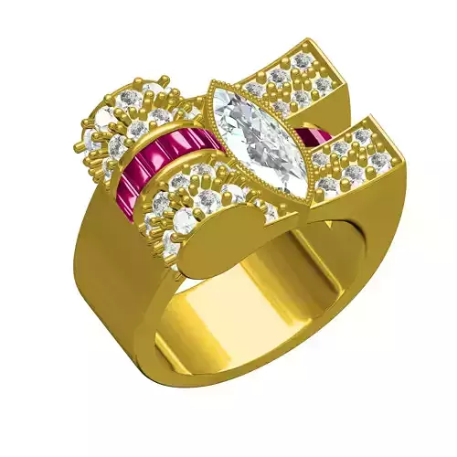 Marquise and Round Diamond Cocktail Ring