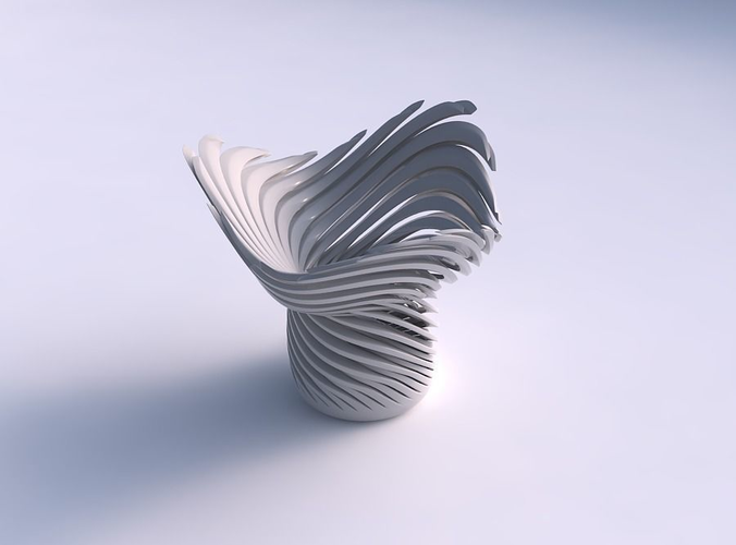 Bowl wide top with twisted sharp muscle structure very twisted and tapered wavy