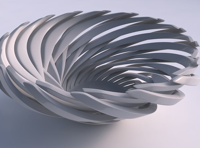 Bowl wide top with twisted sharp muscle structure twisted and squeezed