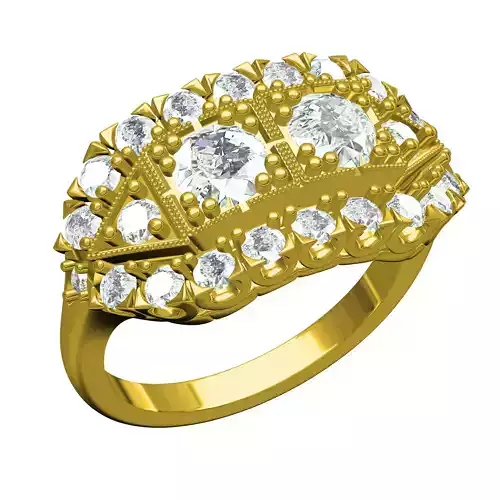 Art Deco Two Stone Diamond Halo Ring