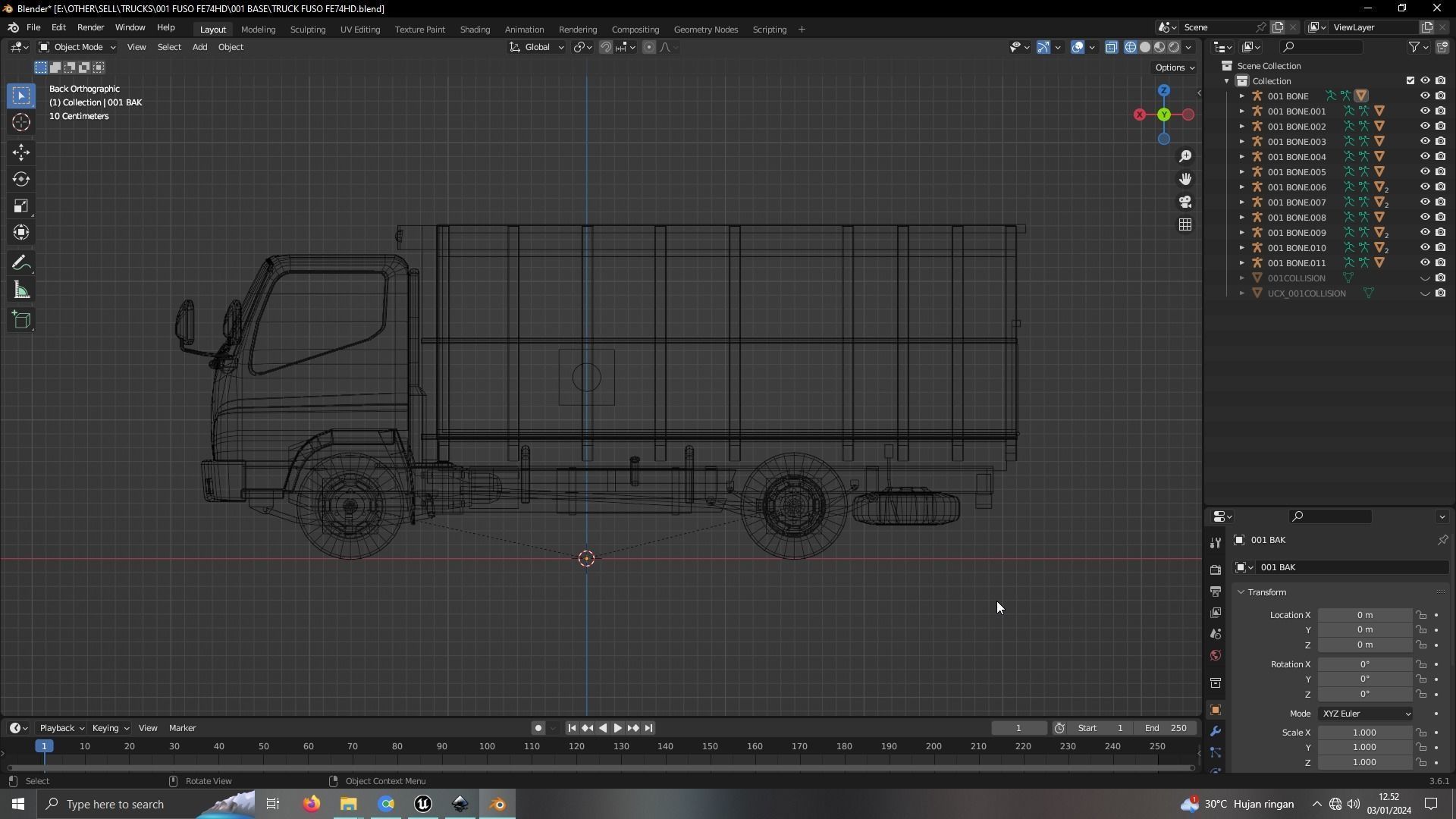 TRUCK FUSO LOW POLY ready for unreal engine Low-poly 3D model_4