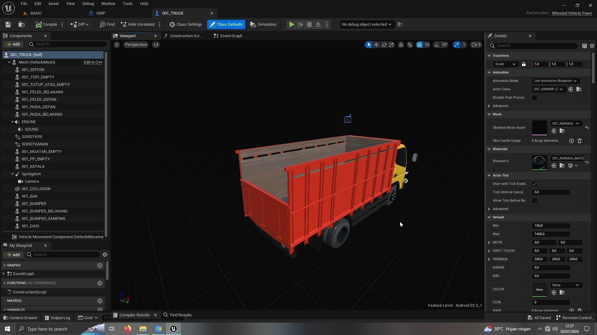 TRUCK FUSO LOW POLY ready for unreal engine Low-poly 3D model_2
