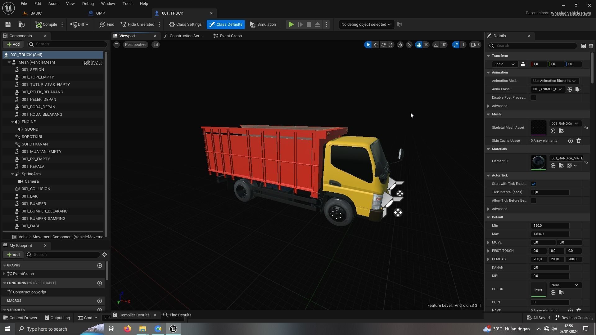 TRUCK FUSO LOW POLY ready for unreal engine Low-poly 3D model_3