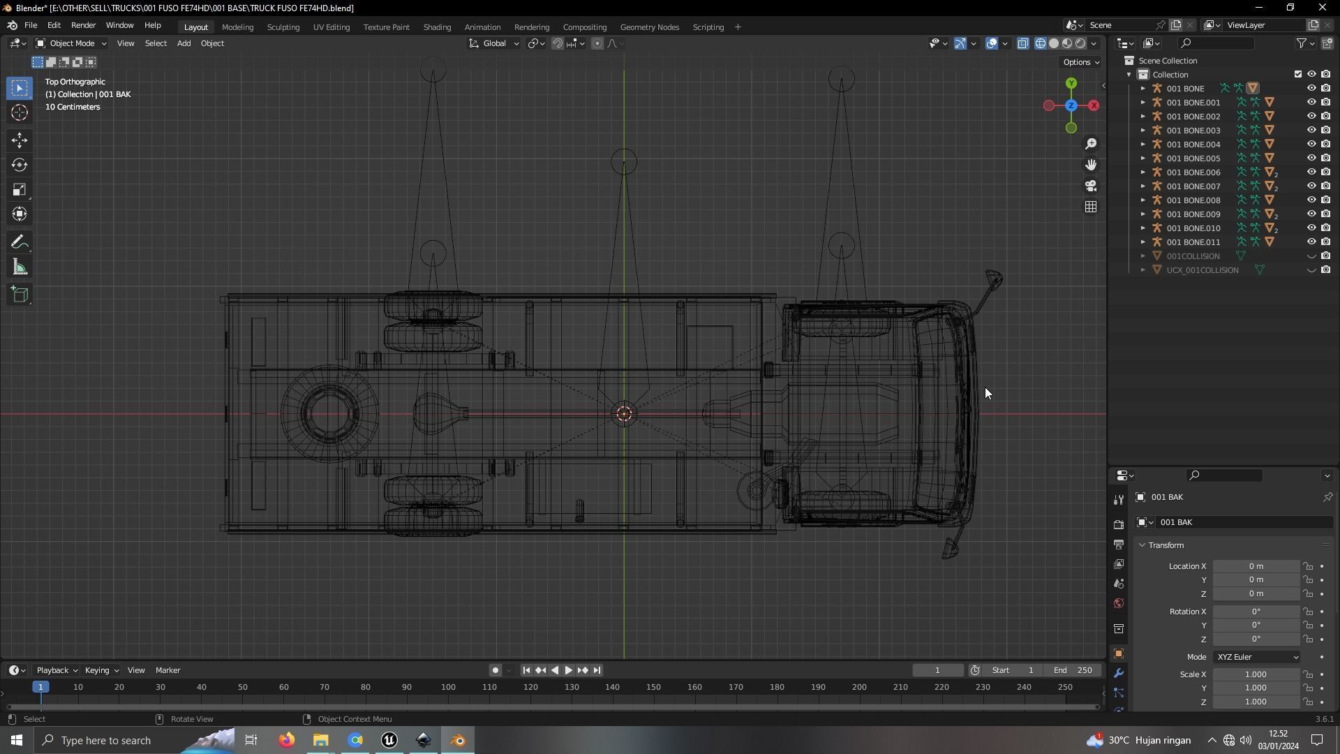 TRUCK FUSO LOW POLY ready for unreal engine Low-poly 3D model_6