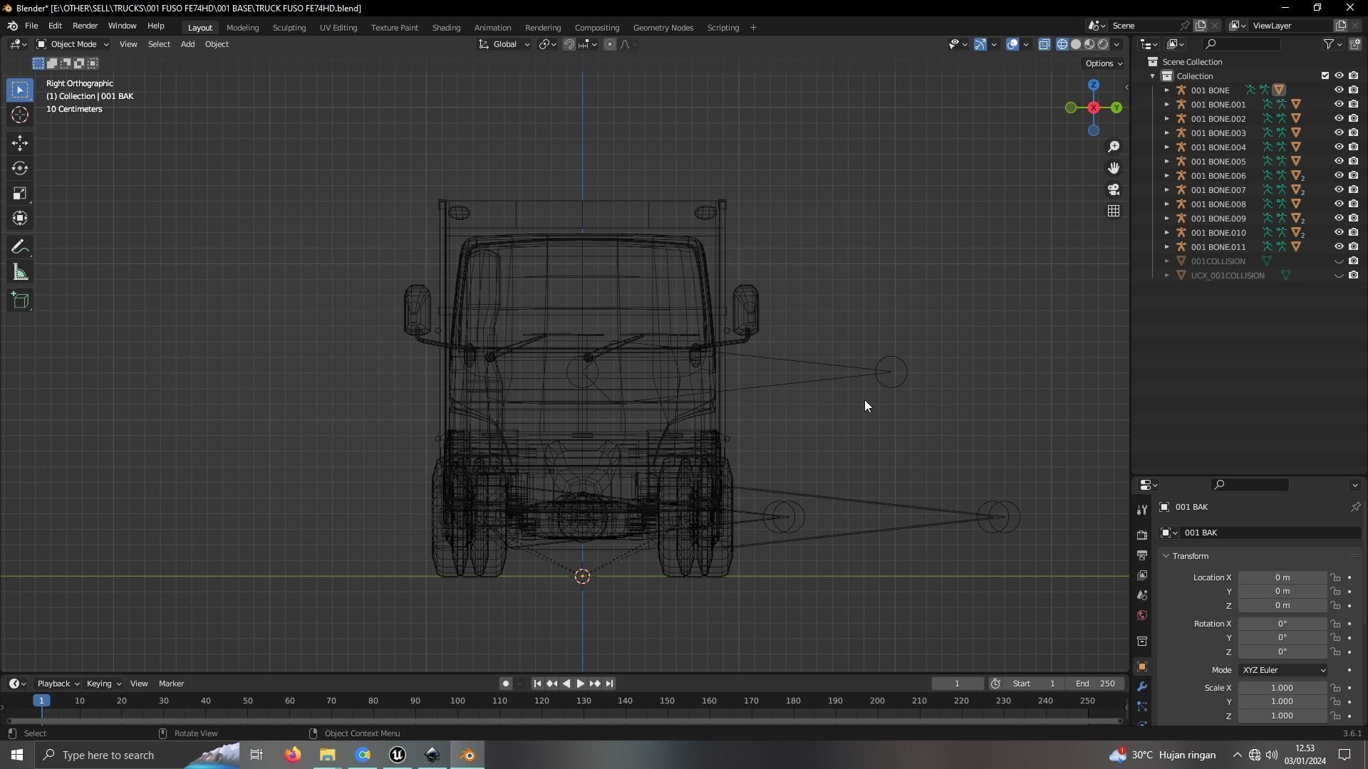 TRUCK FUSO LOW POLY ready for unreal engine Low-poly 3D model_5