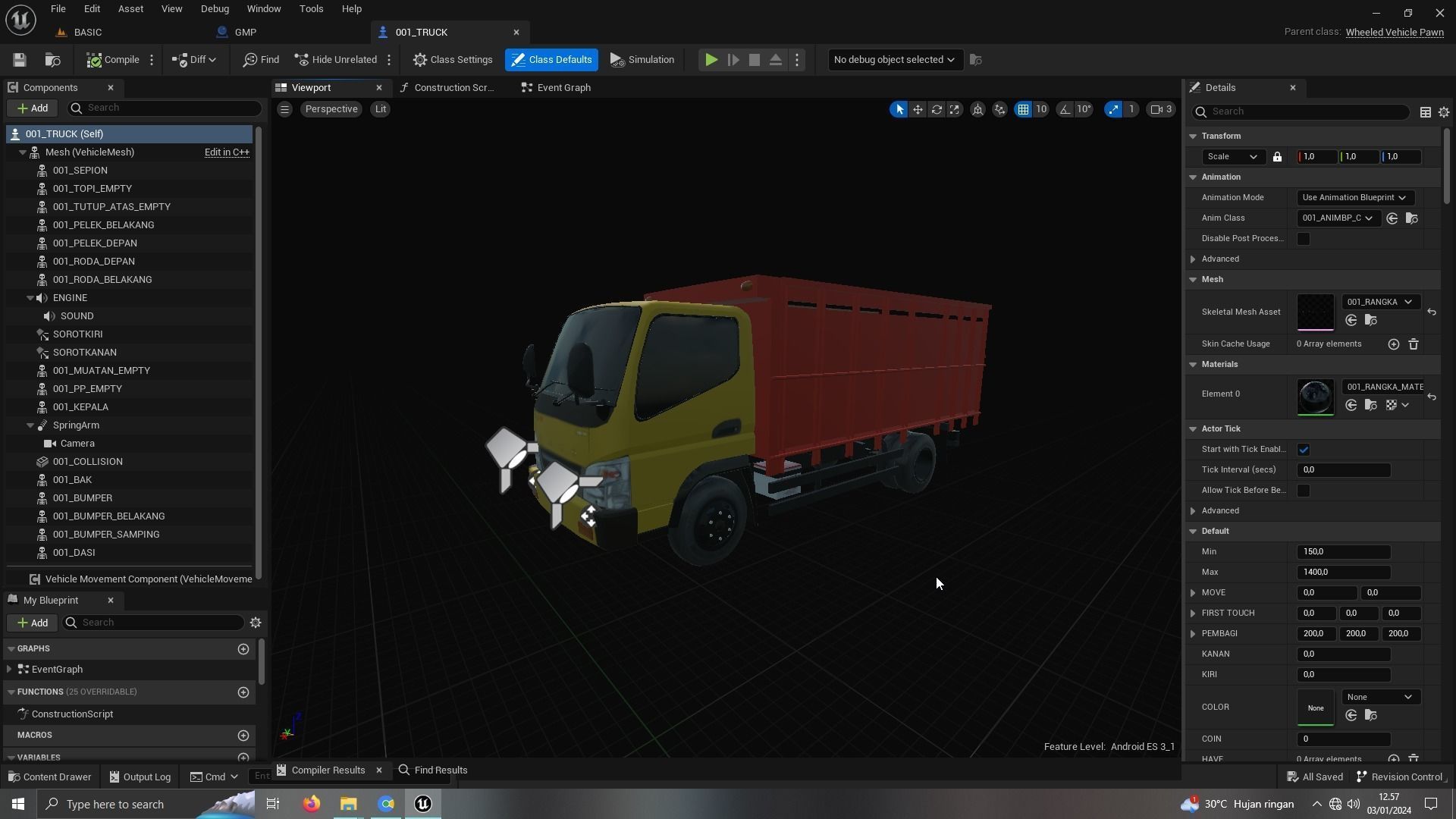 TRUCK FUSO LOW POLY ready for unreal engine Low-poly 3D model_1