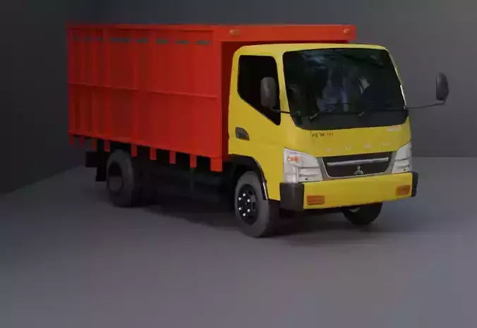 TRUCK FUSO LOW POLY ready for unreal engine