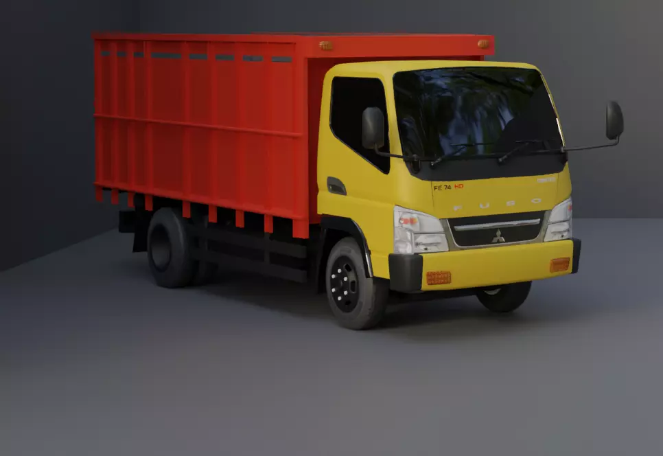 TRUCK FUSO LOW POLY ready for unreal engine Low-poly 3D model_0
