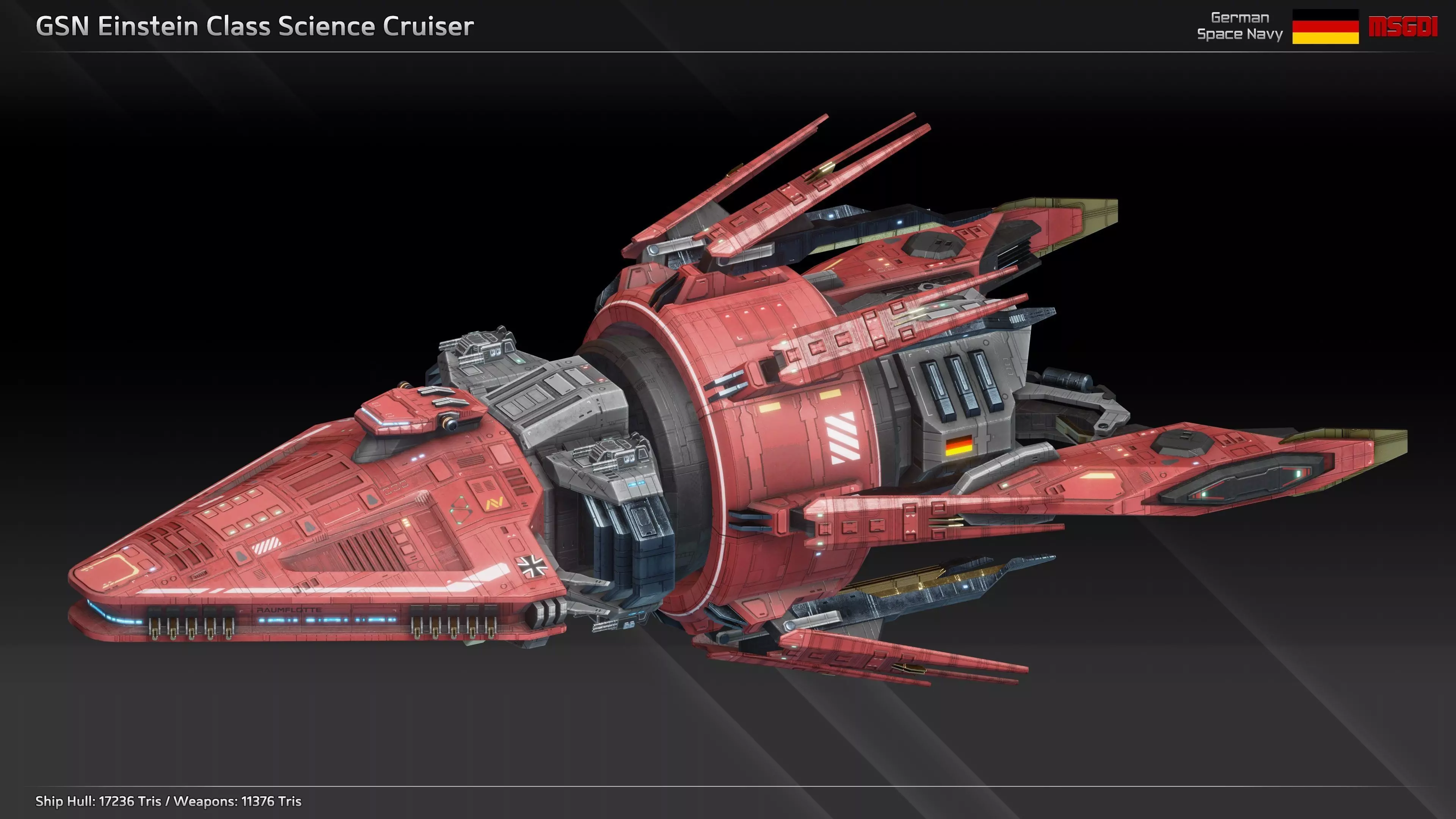 GSN Spaceship Einstein Class Science Cruiser Low-poly 3D model_0