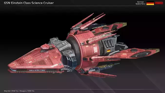 GSN Spaceship Einstein Class Science Cruiser Low-poly 3D model