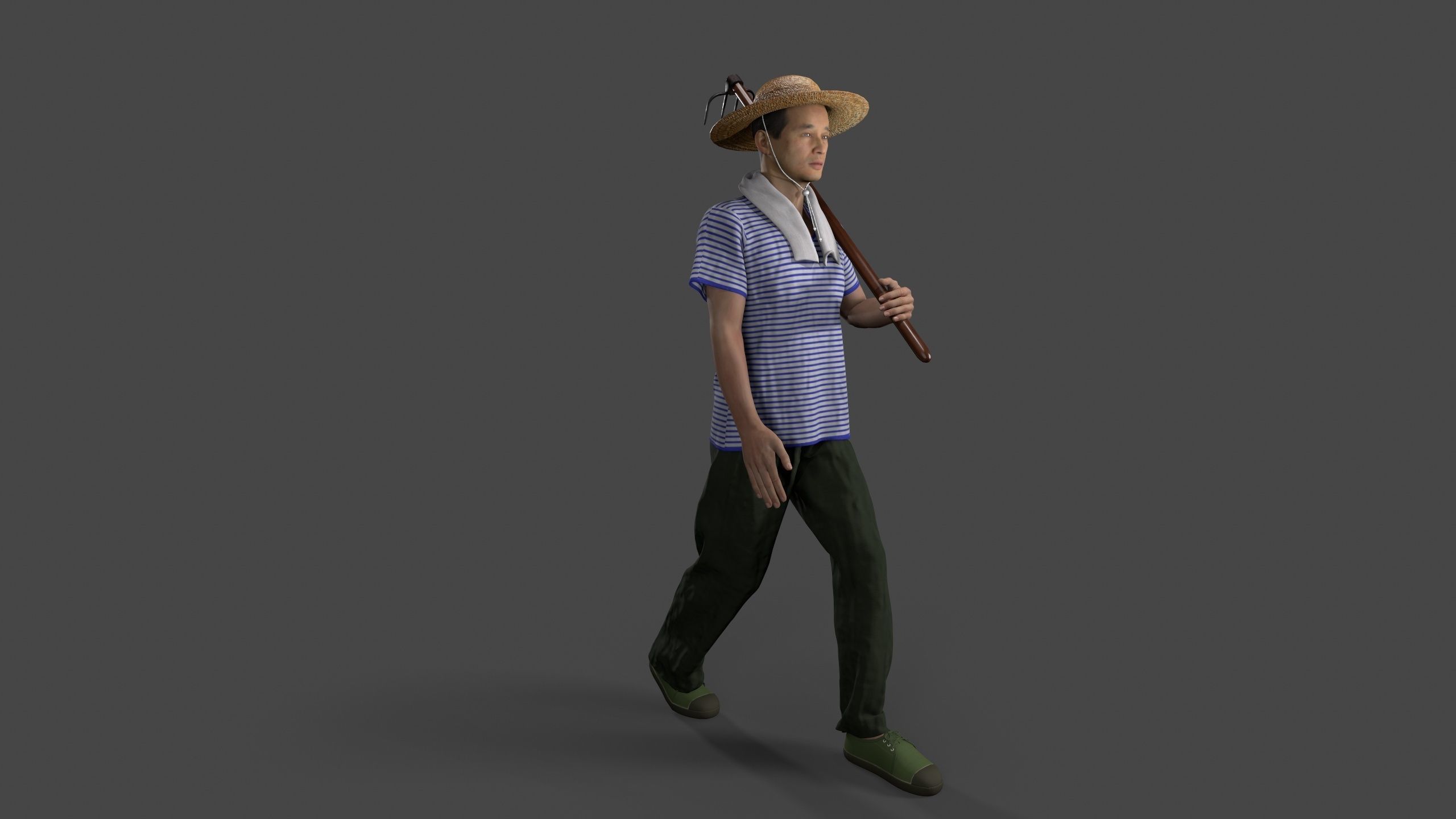 farmer avatar Low-poly 3D model_4