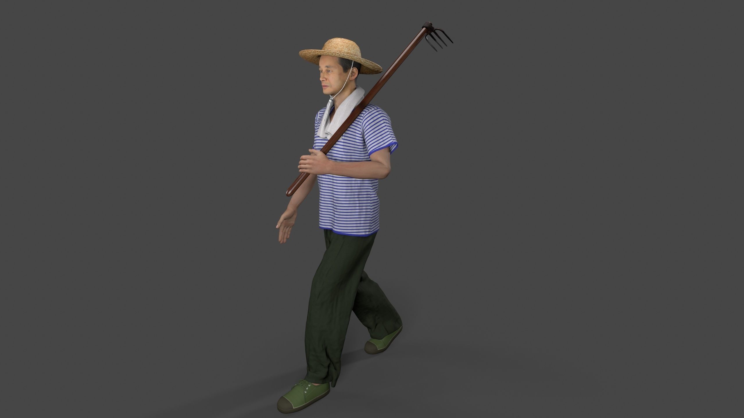 farmer avatar Low-poly 3D model_1