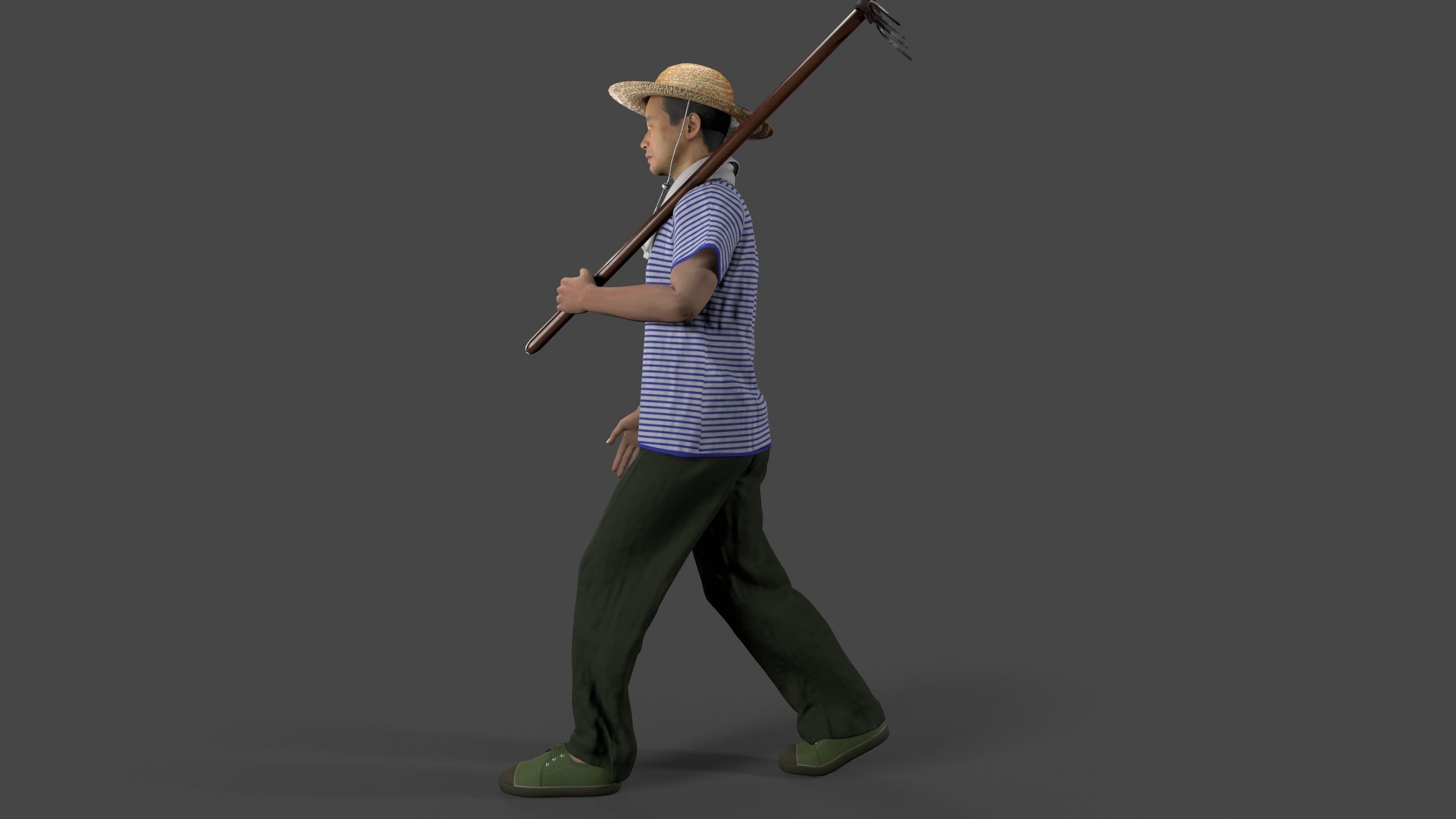 farmer avatar Low-poly 3D model_5