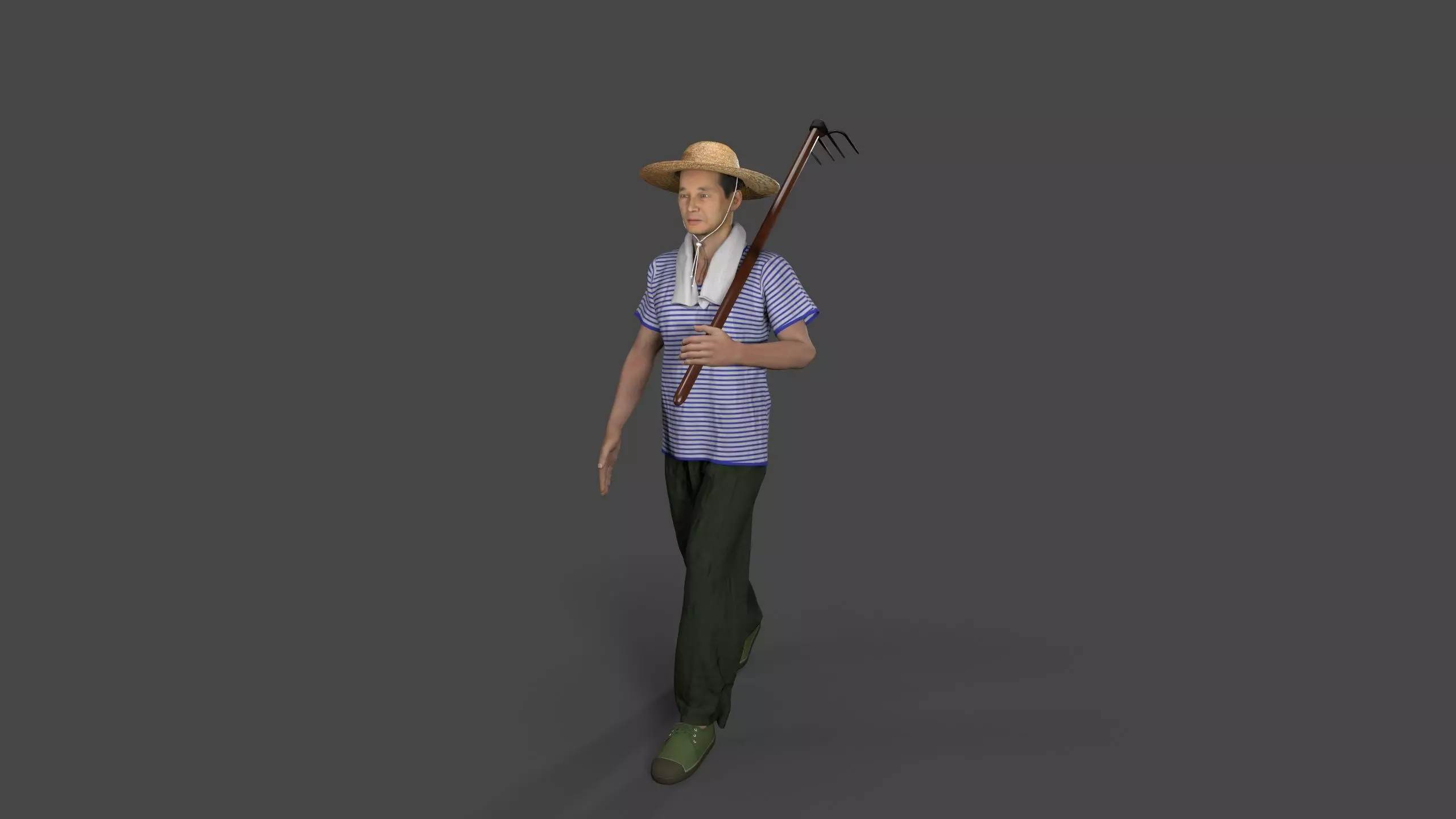 farmer avatar Low-poly 3D model_0