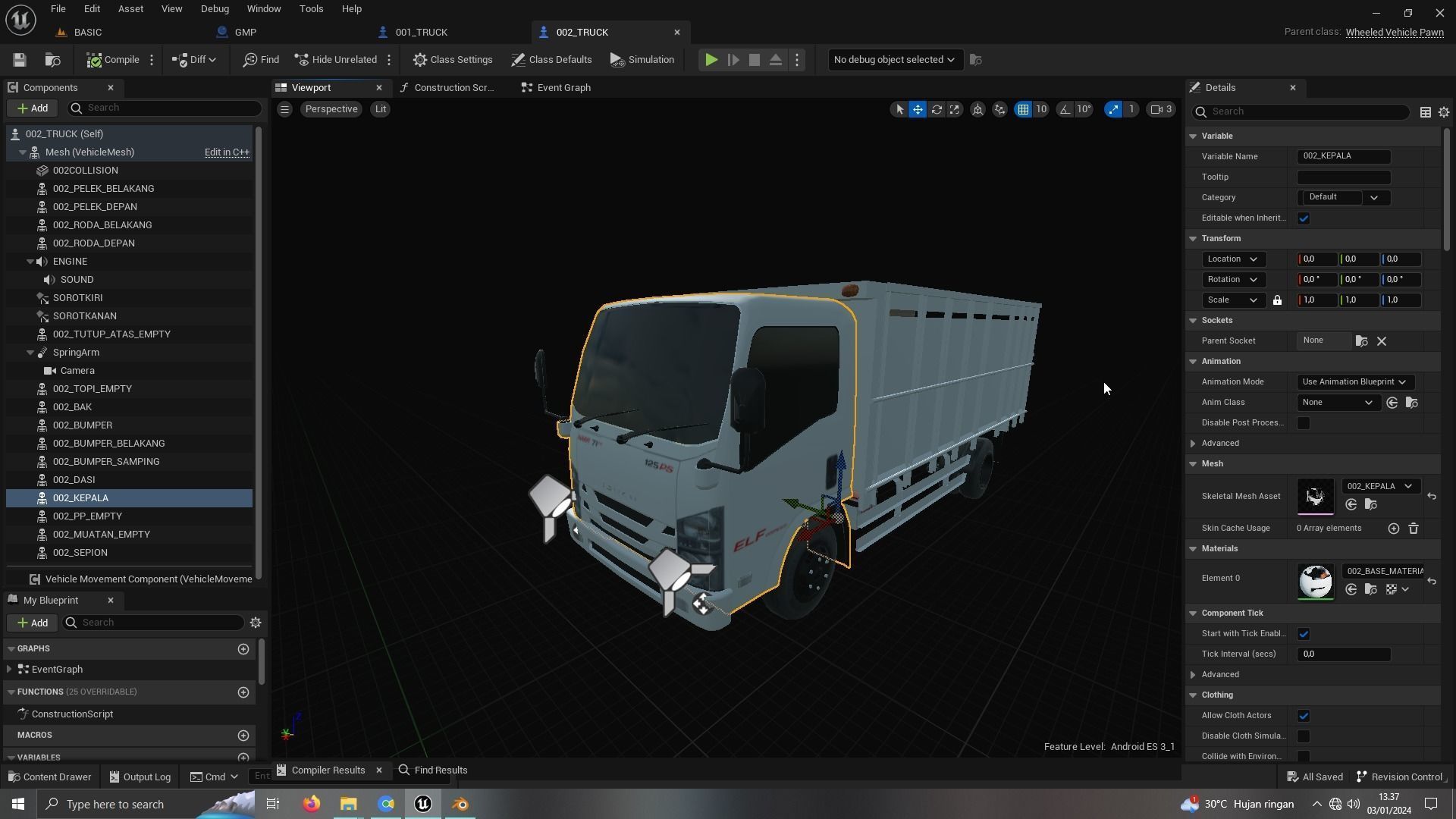 TRUCK ISUZU LOW POLY ready for unreal engine Low-poly 3D model_2