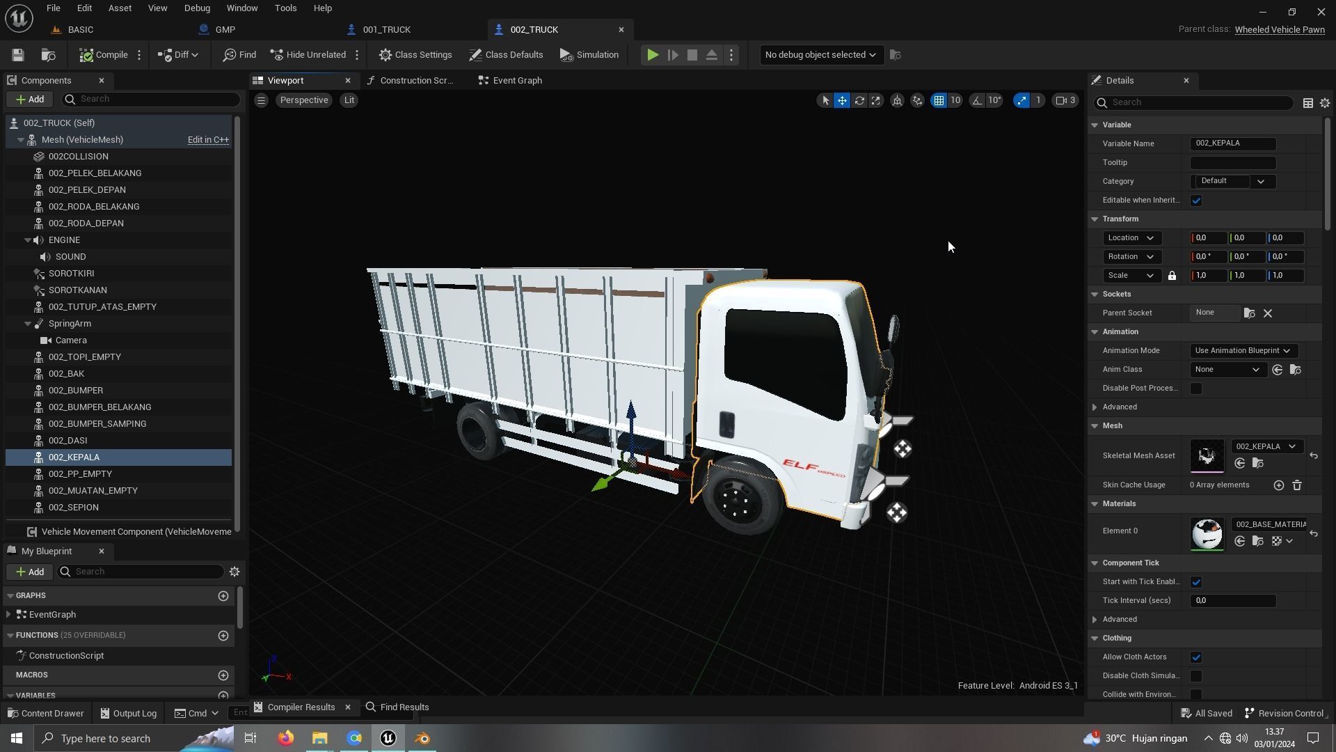 TRUCK ISUZU LOW POLY ready for unreal engine Low-poly 3D model_1
