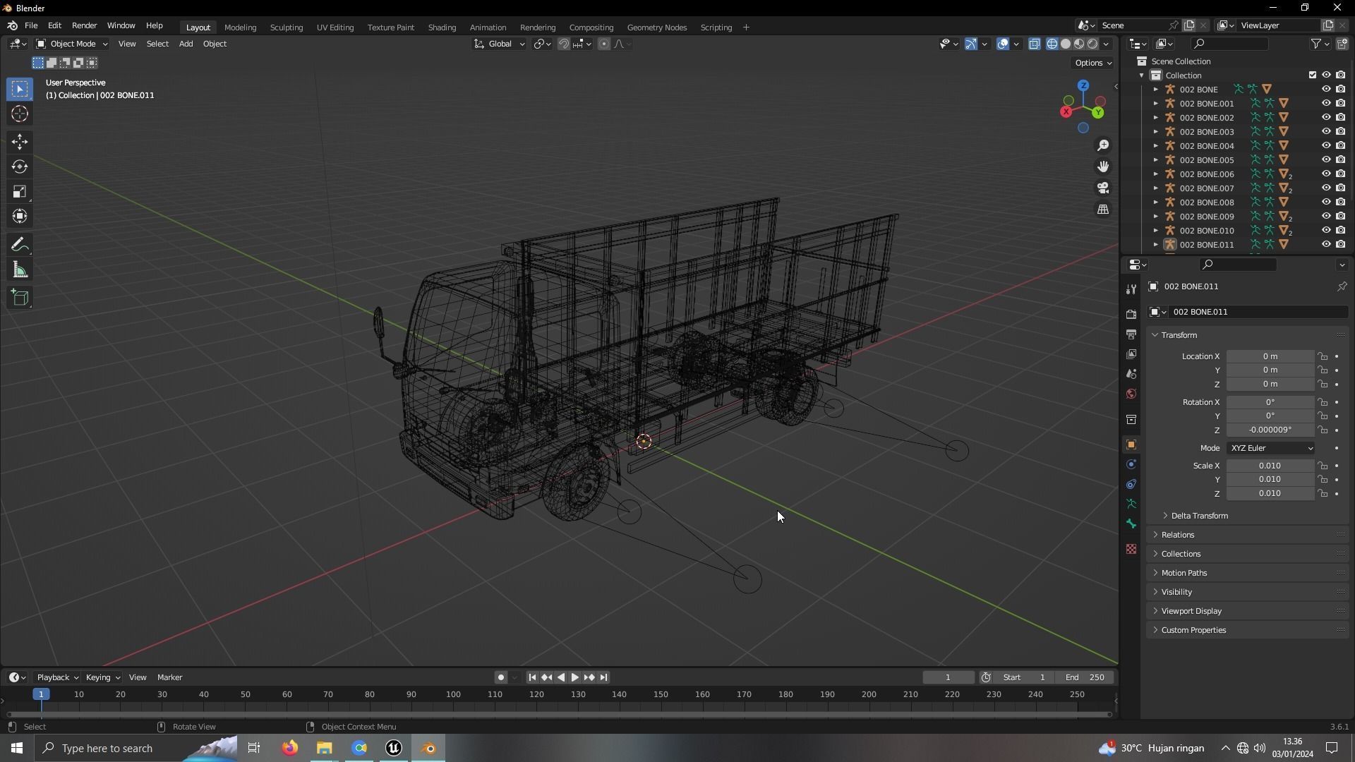 TRUCK ISUZU LOW POLY ready for unreal engine Low-poly 3D model_6