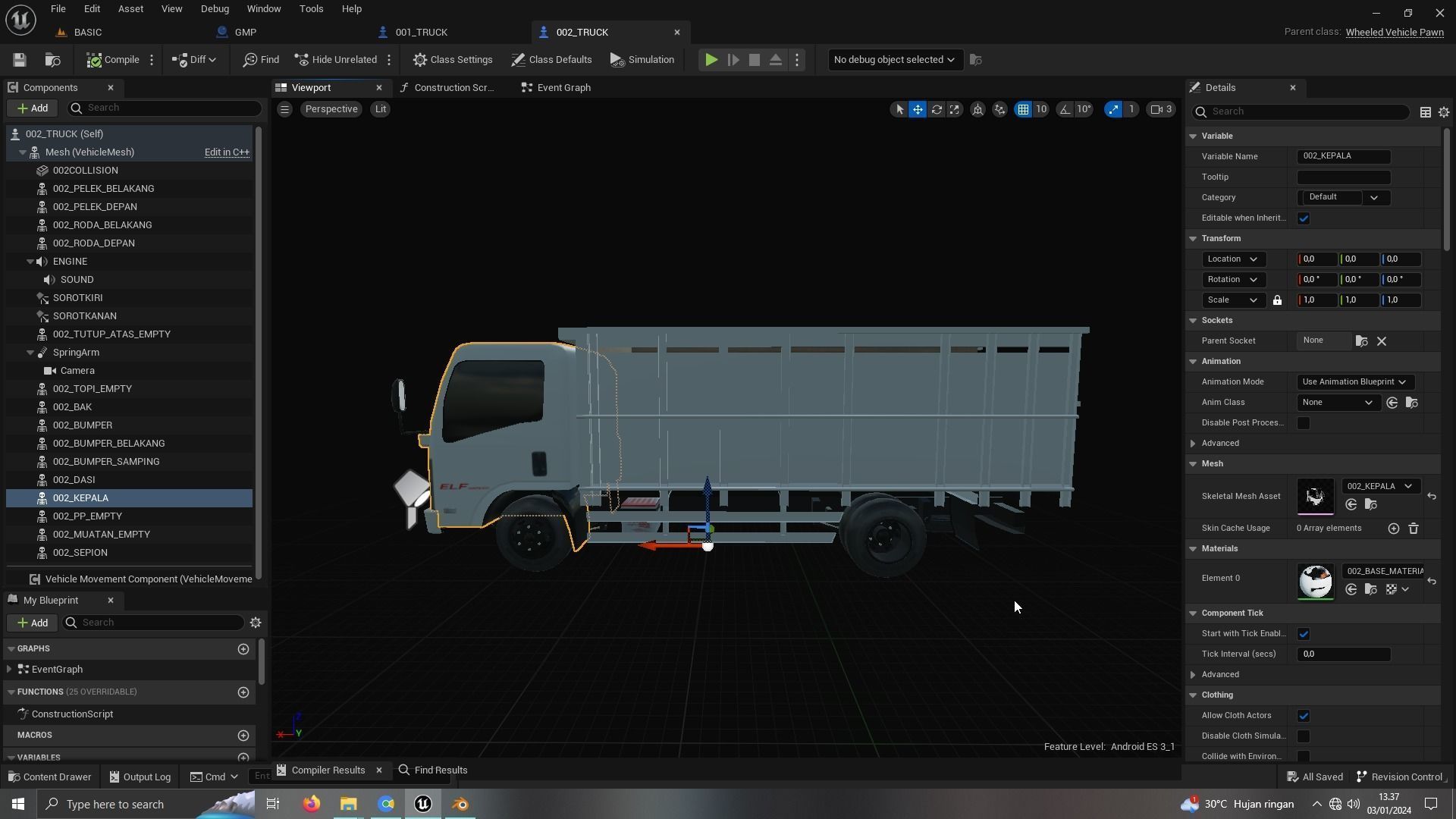 TRUCK ISUZU LOW POLY ready for unreal engine Low-poly 3D model_3