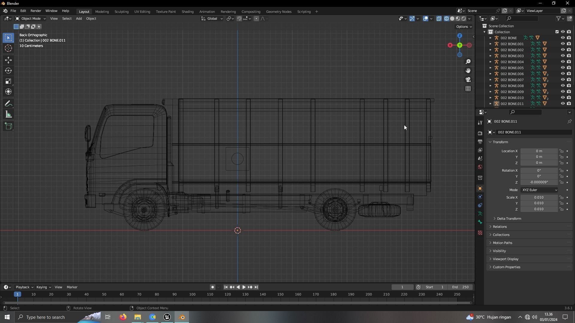 TRUCK ISUZU LOW POLY ready for unreal engine Low-poly 3D model_7