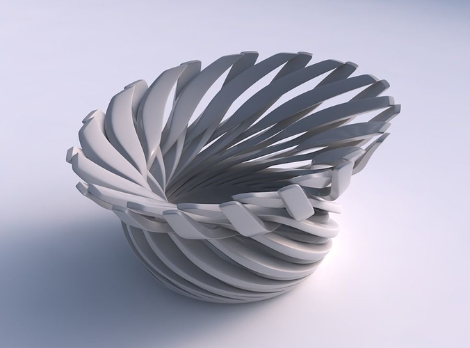 Bowl wide top with twisted sharp muscle structure streched top corner