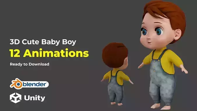 Cute Baby Boy character Animated in Blender with Unity