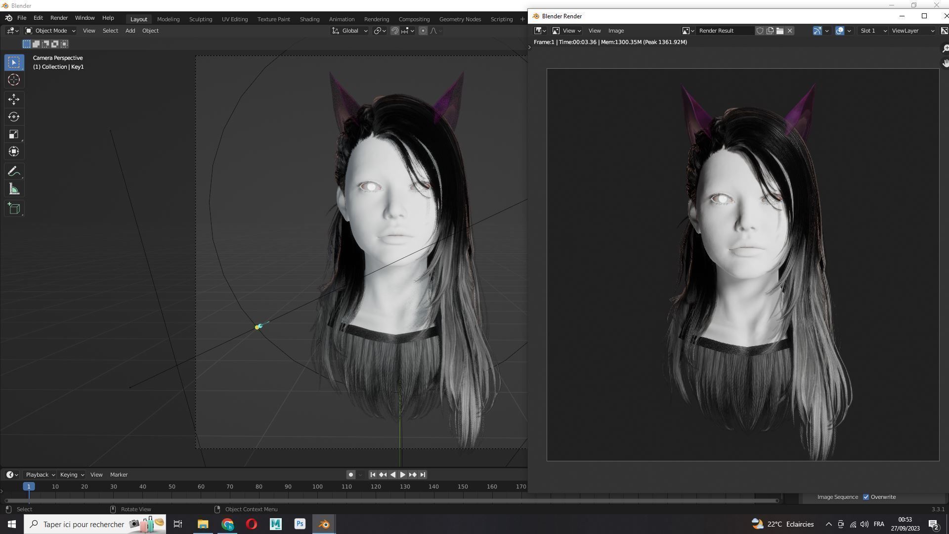 Female Colorable Hair With Accessorie Low-poly 3D model_14