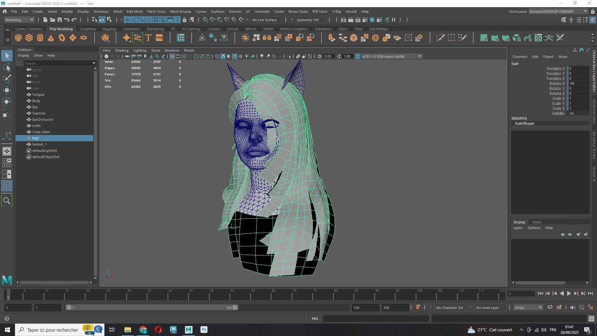 Female Colorable Hair With Accessorie Low-poly 3D model_18