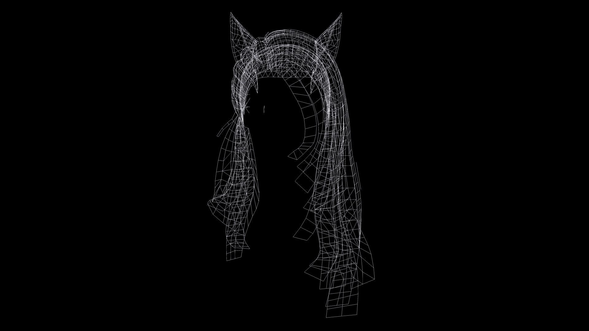 Female Colorable Hair With Accessorie Low-poly 3D model_9