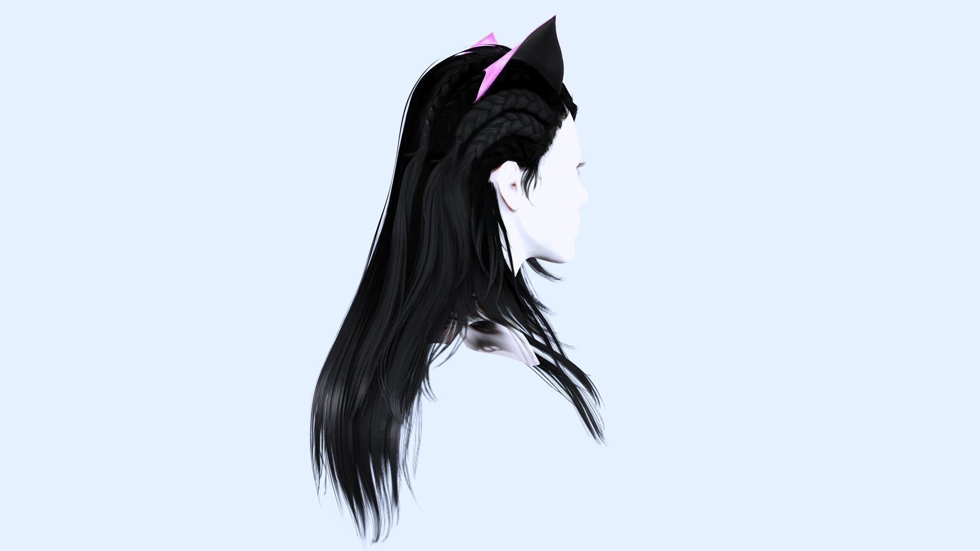 Female Colorable Hair With Accessorie Low-poly 3D model_5