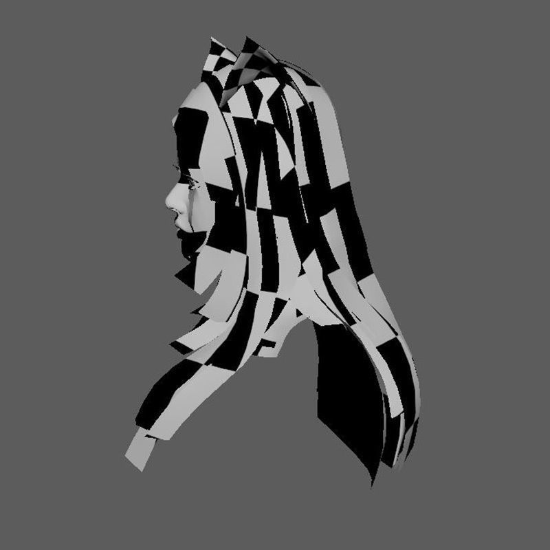 Female Colorable Hair With Accessorie Low-poly 3D model_20