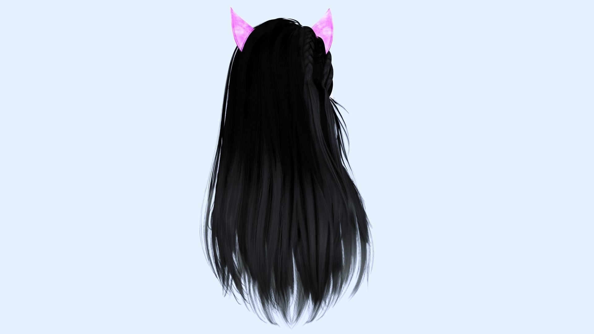 Female Colorable Hair With Accessorie Low-poly 3D model_4